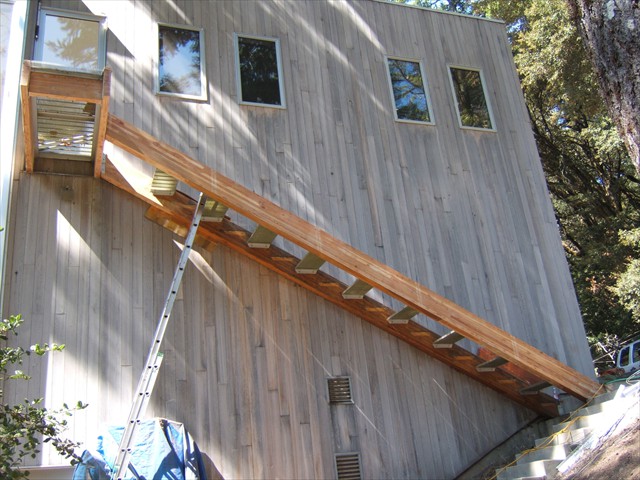 Laminate beam staircase re spar varnish – King’s Mountain